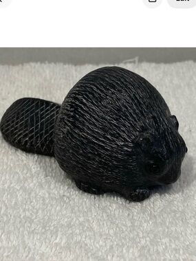 A Wolf Original Grey Handmade Beaver Soapstone Sculpture Made In Canada